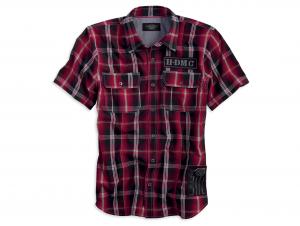 Short Sleeve Plaid Shirt with Patches 99098-13VM