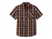 Men's Staple Short Sleeve Shirt Plaid Black 96046-25VM