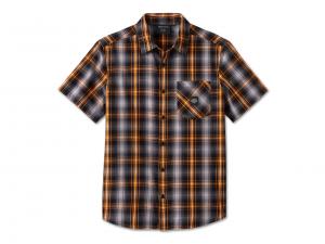 Men's Staple Short Sleeve Shirt Plaid Black 96046-25VM