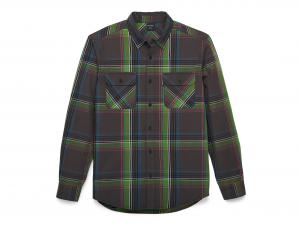 Men's Stencil Plaid Shirt Olive 96393-22VM