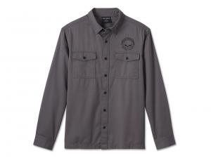 Men's Willie G Skull Long Sleeve Shirt Dark Grey 99057-24VM