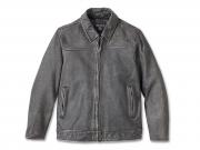 Men's Gas & Oil Leather Jacket - Black Leather 97007-23VM