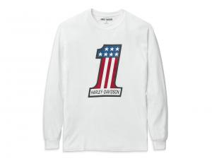 Men's #1 Race Graphic Long Sleeve Tee White 99133-22VM