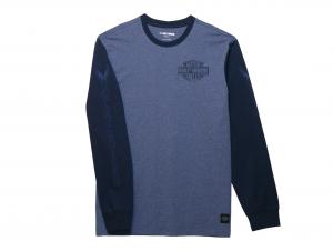 Longsleeve "Bar & Shield Colorblock Grey Blue" 96079-23VM