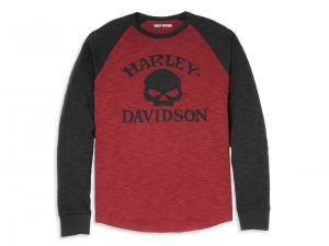 Men's Willie G Skull Raglan Sleeve Graphic Tee Cabernet 96196-22VM