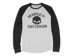 Men's Willie G Skull Raglan Sleeve Graphic Tee Grey 96197-22VM