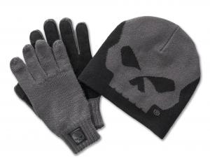 Willie G Skull Beanie and Glove Gift Set Grey 97657-25VM