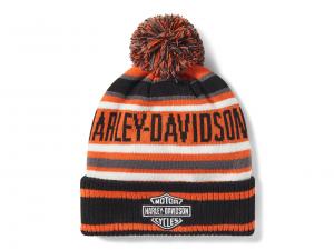 Stripe Pom Beanie Orange 97773-25VX