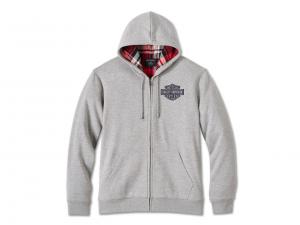 Pullover "Bar & Shield Plaid Lined Zip-Up Hoodie Grey" 96009-25VM