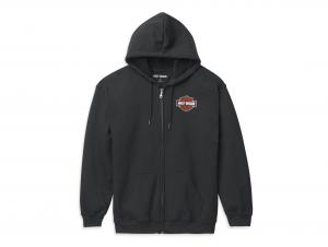 Men's Bar & Shield Zip Front Hoodie Black 99122-22VM