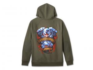 Pullover "Loaded with Horsepower Raglan Hoodie Green"_1