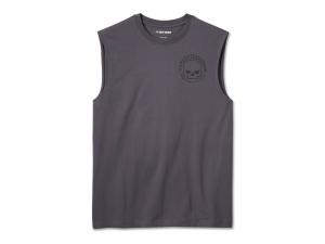 Men's Willie G Skull Muscle Tee Dark Grey 99053-24VM