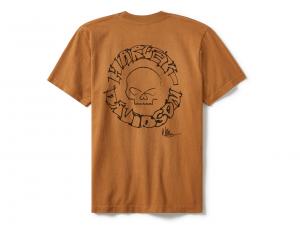 T-Shirt "Willie G Circle Skull Sketch Art Brown"_1