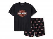 Men's Bar & Shield Print Pajama Shorts Set 96473-25VM