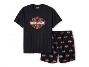 Men's Bar & Shield Print Pajama Shorts Set 96473-25VM