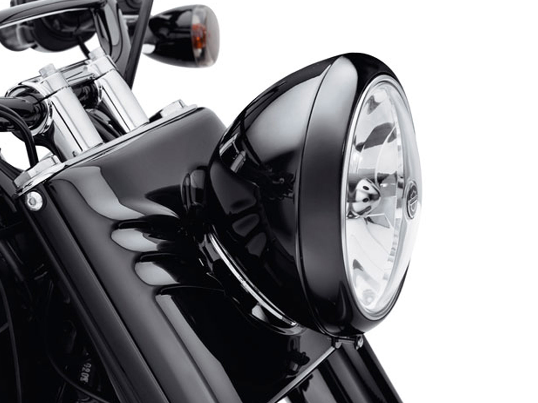 DEFIANCE KOLLEKTION - SCHEINWERFER-ZIERRING 4 Zusatzscheinwerfer - Chrom.  61400353 / Fahrwerkverzierungen / Softail m8 / Teile & Zubehör / -  House-of-Flames Harley-Davidson