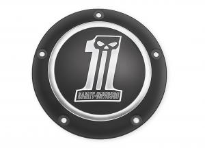 DARK CUSTOM® LOGO COLLECTION - Derby Cover - Billet - Fits '99-later Evolution" 1340, '99-later Dyna® and Softail®<br />and '99-'15 Touring and T...