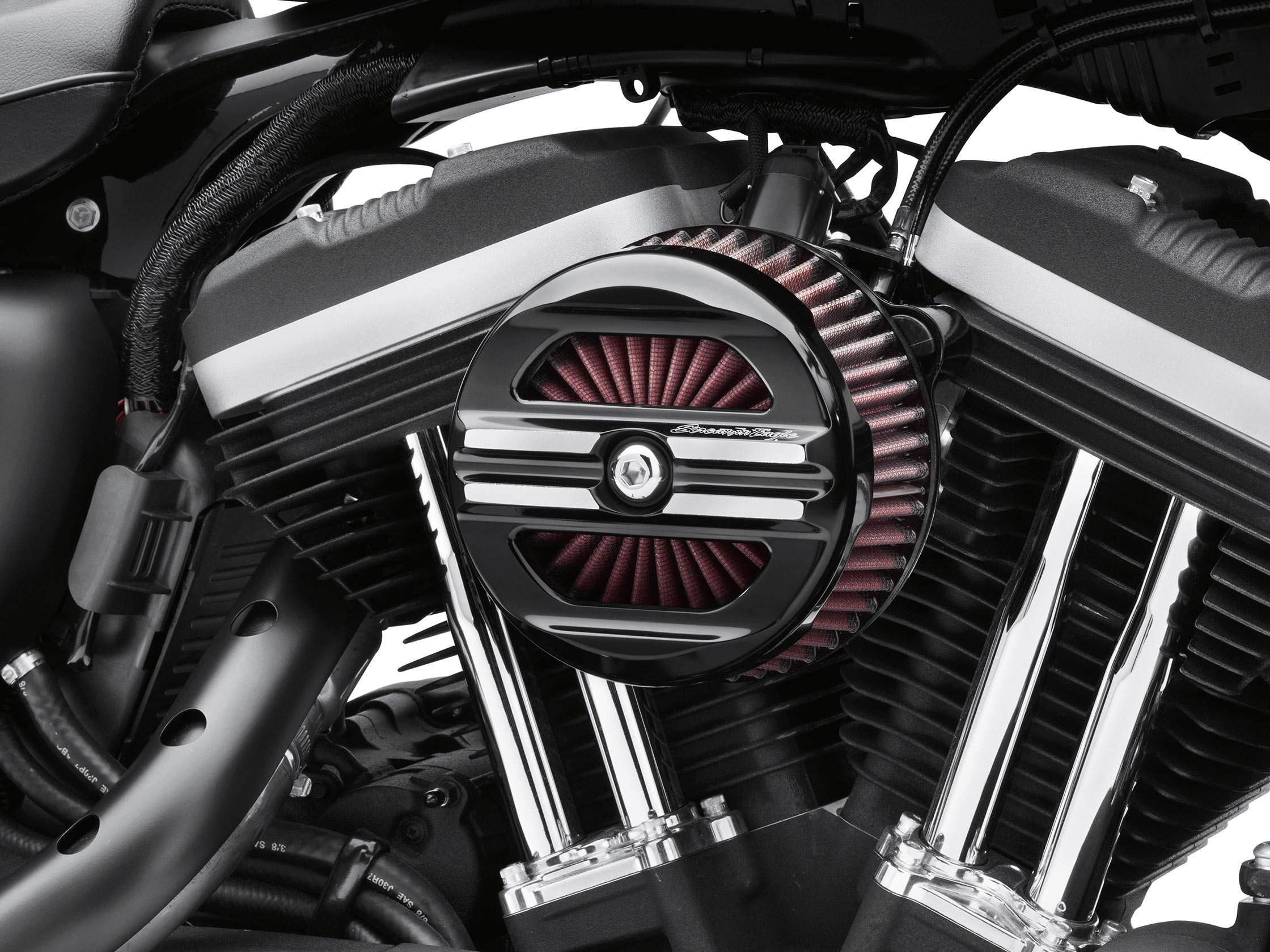 SCREAMIN' EAGLE PERFORMANCE<br />AIR CLEANER KIT - RAIL COLLECTION - Sportster® Stage I Upgrade 29400232A / Air Filter Kits / Screamin´ eagle /  Parts & Accessories / - House-of-Flames Harley-Davidson