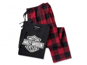 PAJAMA SET-KNIT/WOVEN,BLACK/PL 96113-25VM