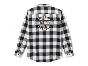 SHIRT-WOVEN,BLACK/OFF WHITE PL_1
