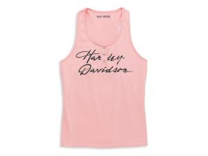 Women's Script Font Henley Racerback Tank 96096-22VL