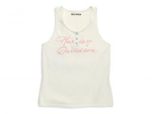 Women's Script Font Henley Racerback Tank TALL 96097-22VL