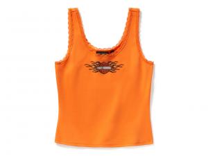 Tank-Top "Vintage Flames Bling Lace Trim Orange" 96774-25VW